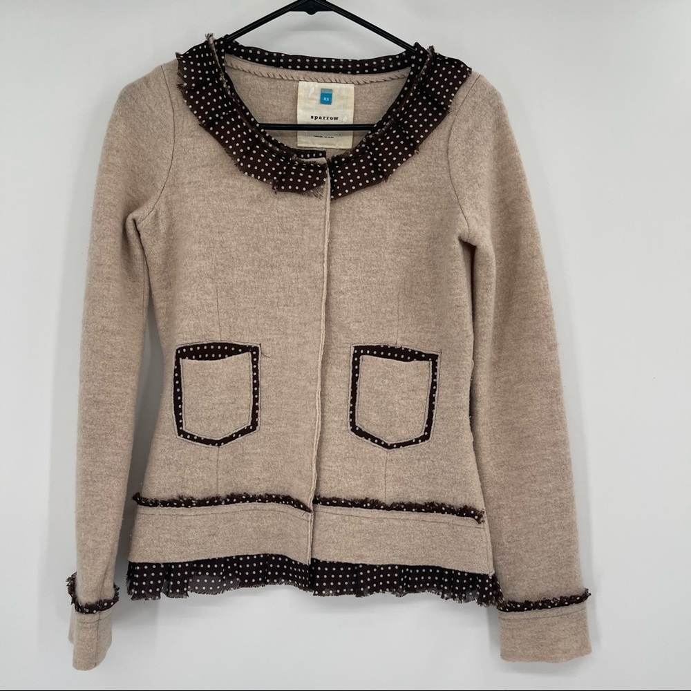 Sparrow Polka Dot Au Fait Merino Wool Cardigan Sweater